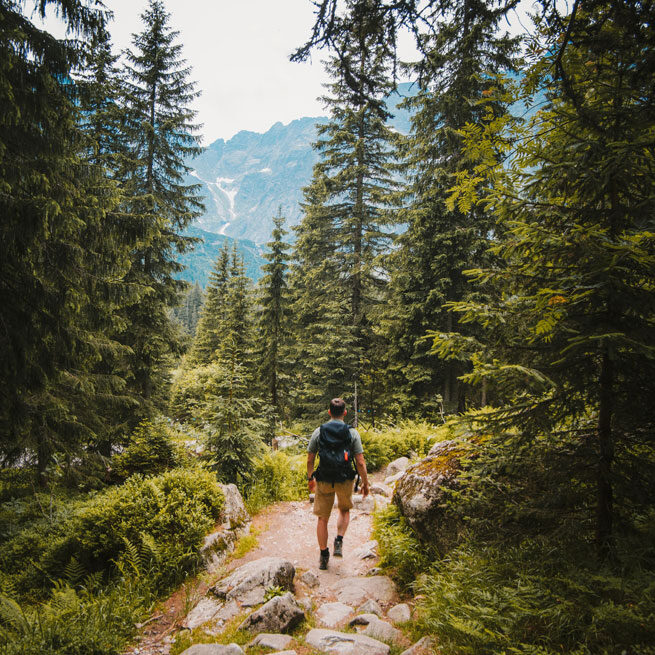 Person starting hike